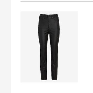 Super high waisted black coated pants